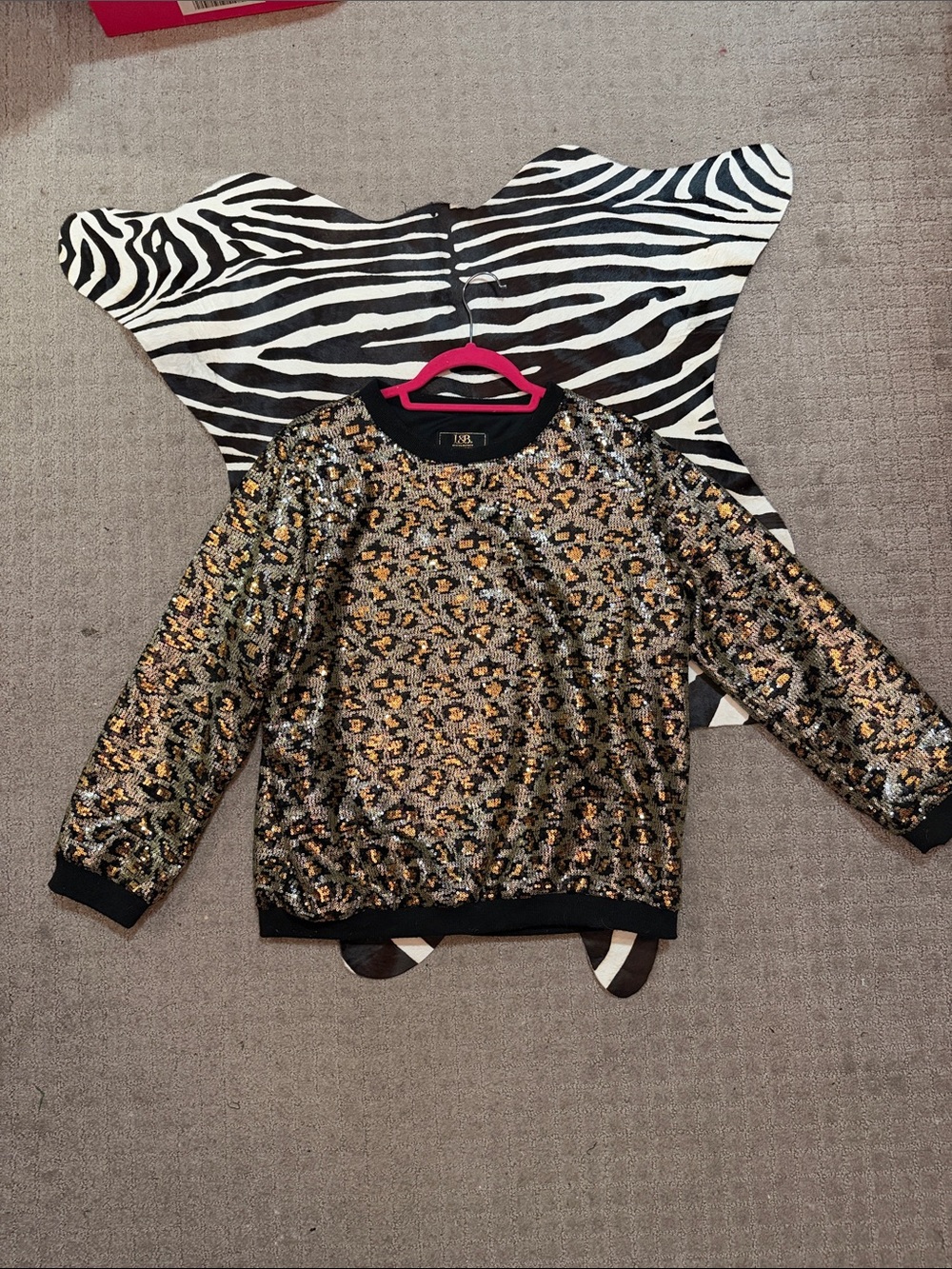 Lucky & Blessed Sequin Leopard Sweatshirt - Black & Gold